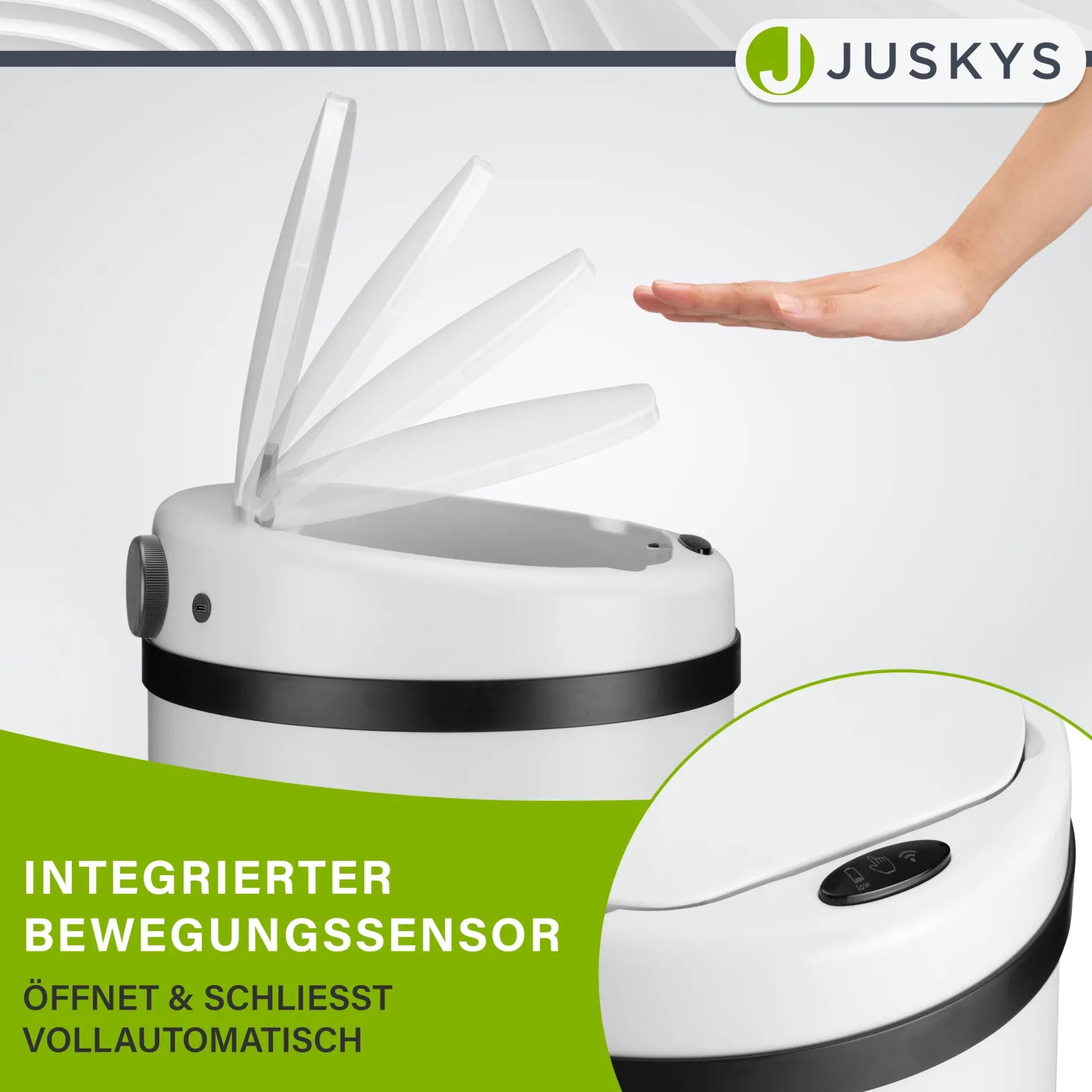 Runder Mülleimer mit Sensor
