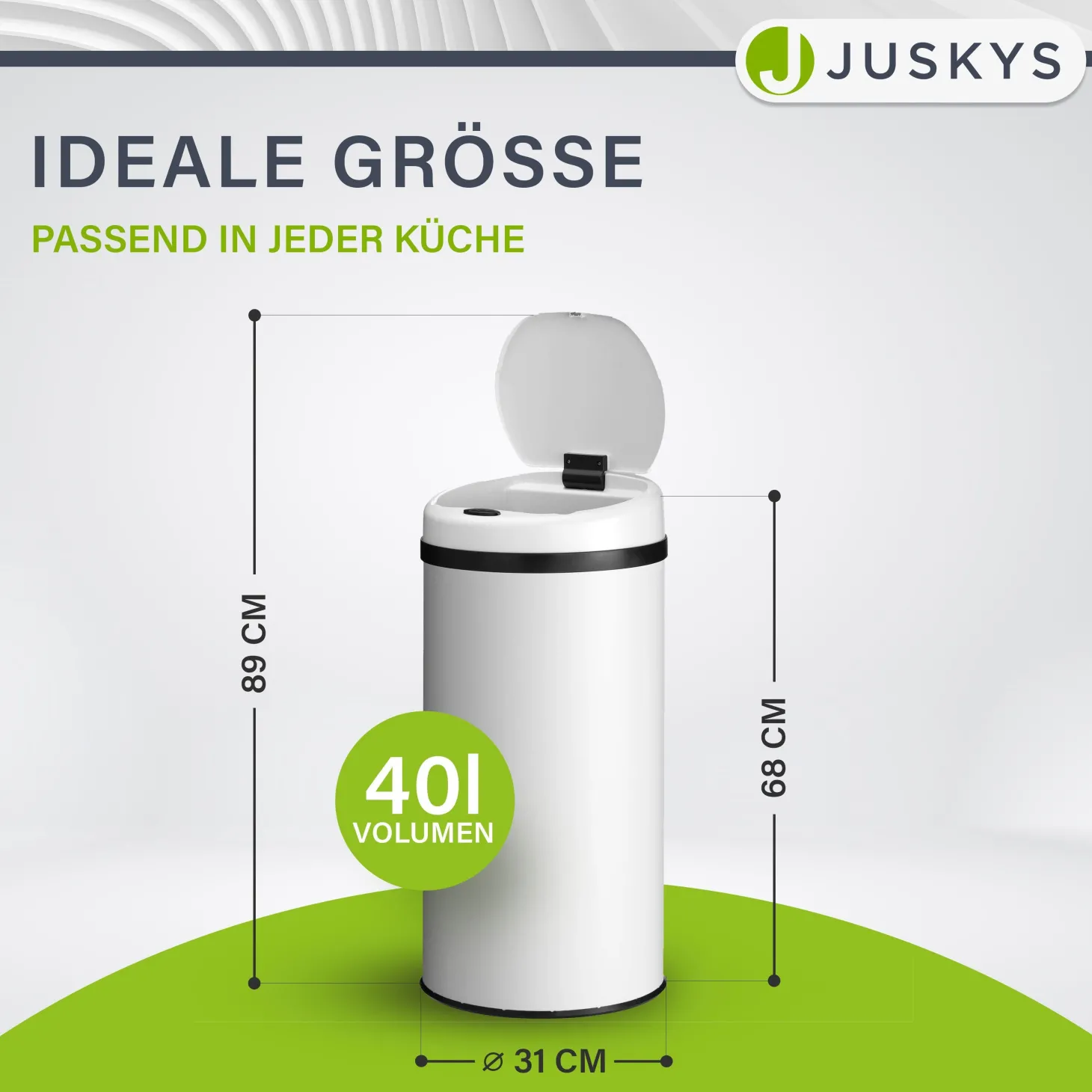 Runder Mülleimer mit Sensor