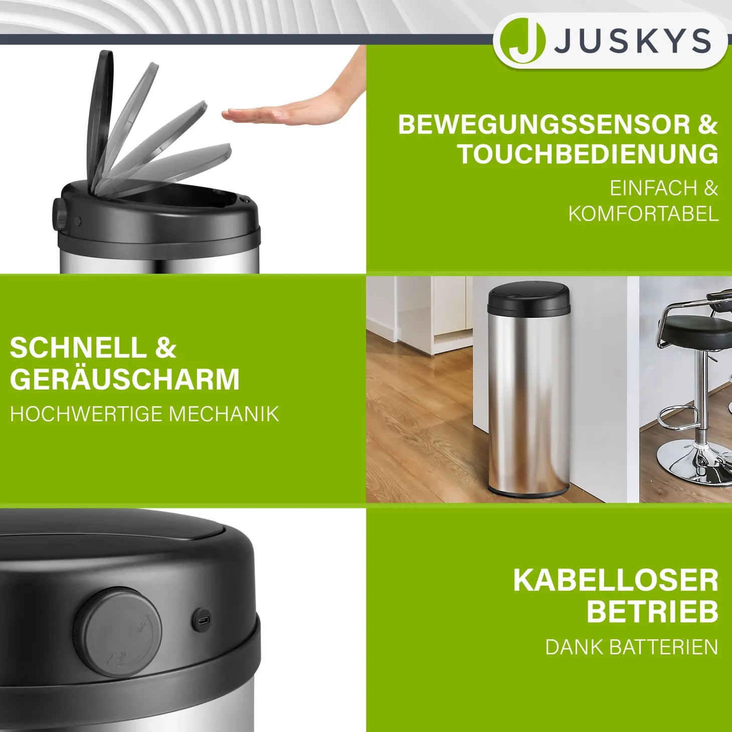 Runder Mülleimer mit Sensor