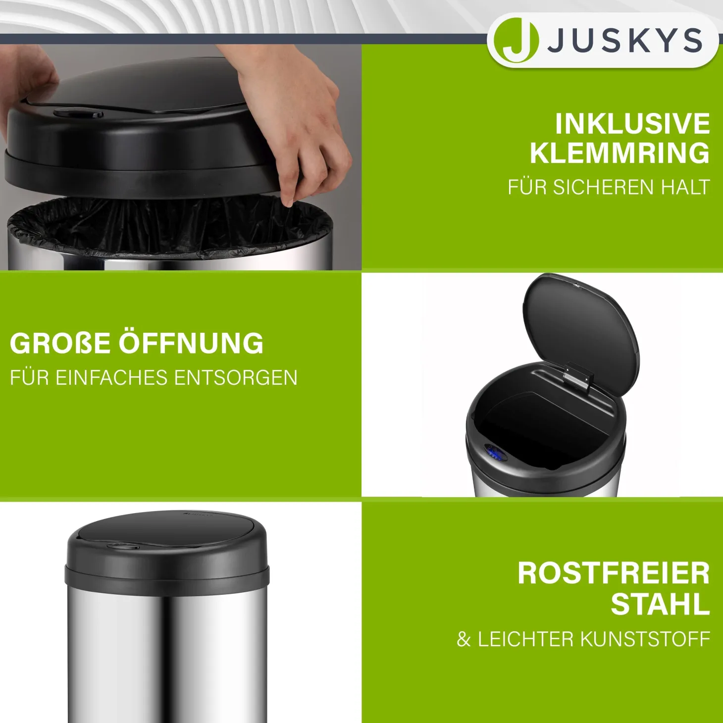 Runder Mülleimer mit Sensor