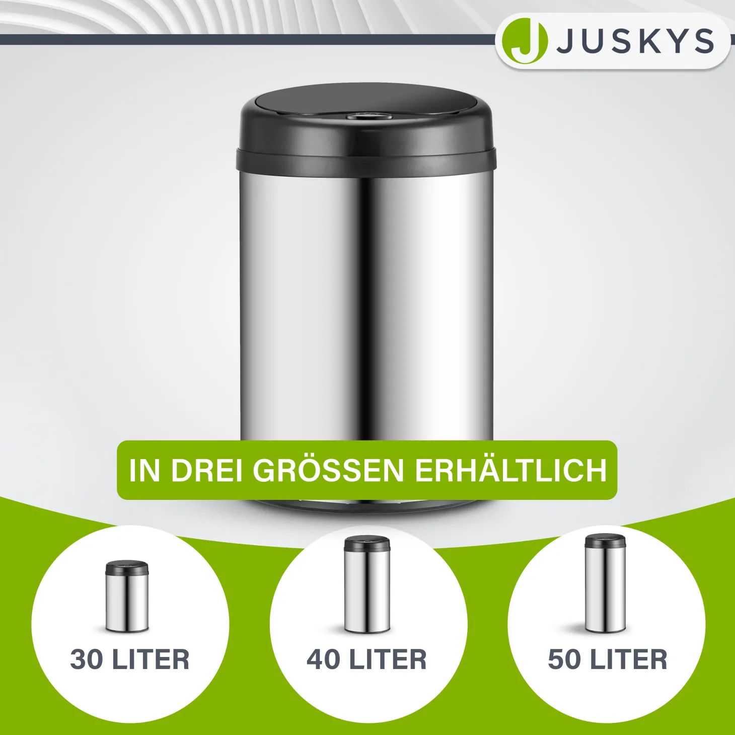 Runder Mülleimer mit Sensor