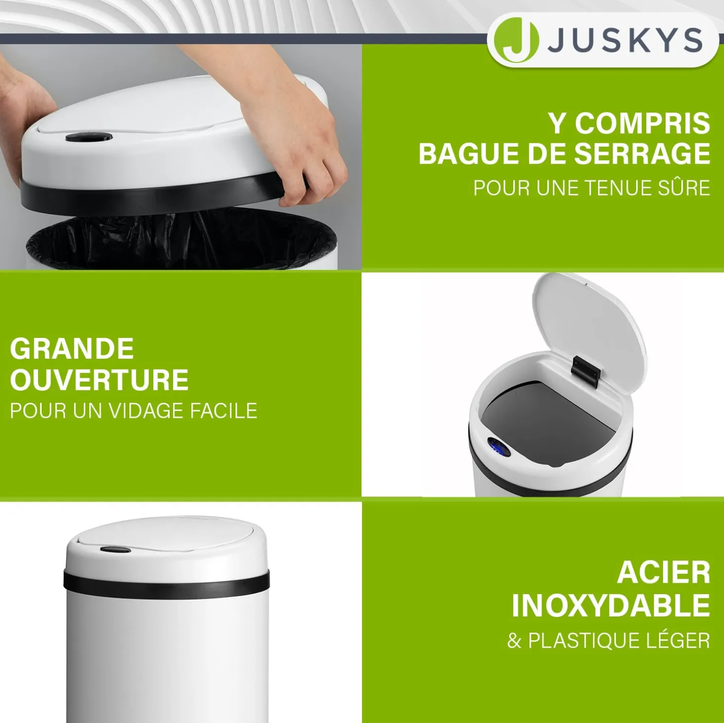 Runder Mülleimer mit Sensor