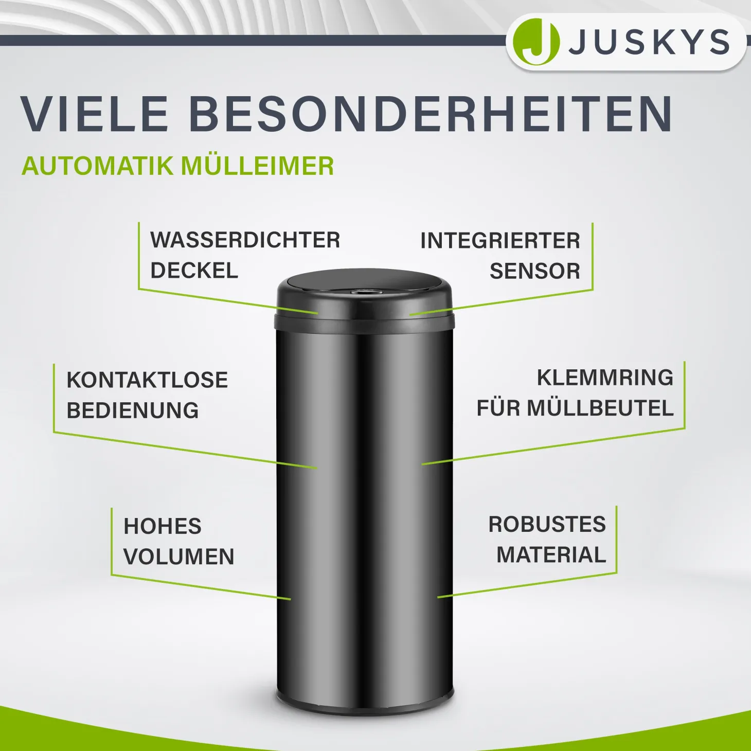 Runder Mülleimer mit Sensor
