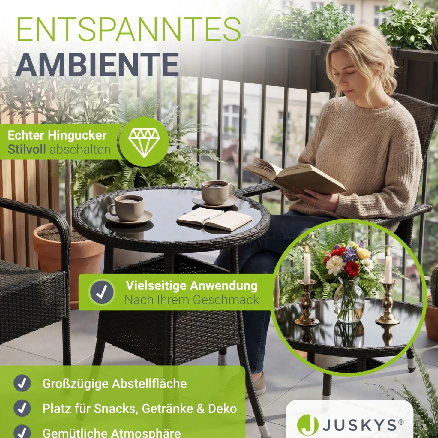 Runder Polyrattan Gartentisch Yoro
