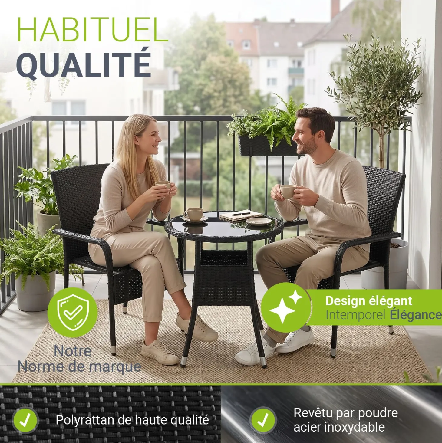 Runder Polyrattan Gartentisch Yoro