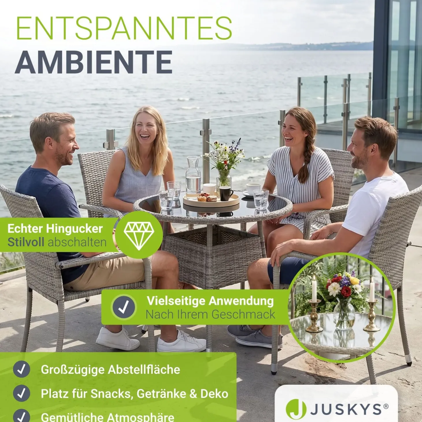 Runder Polyrattan Gartentisch Yoro