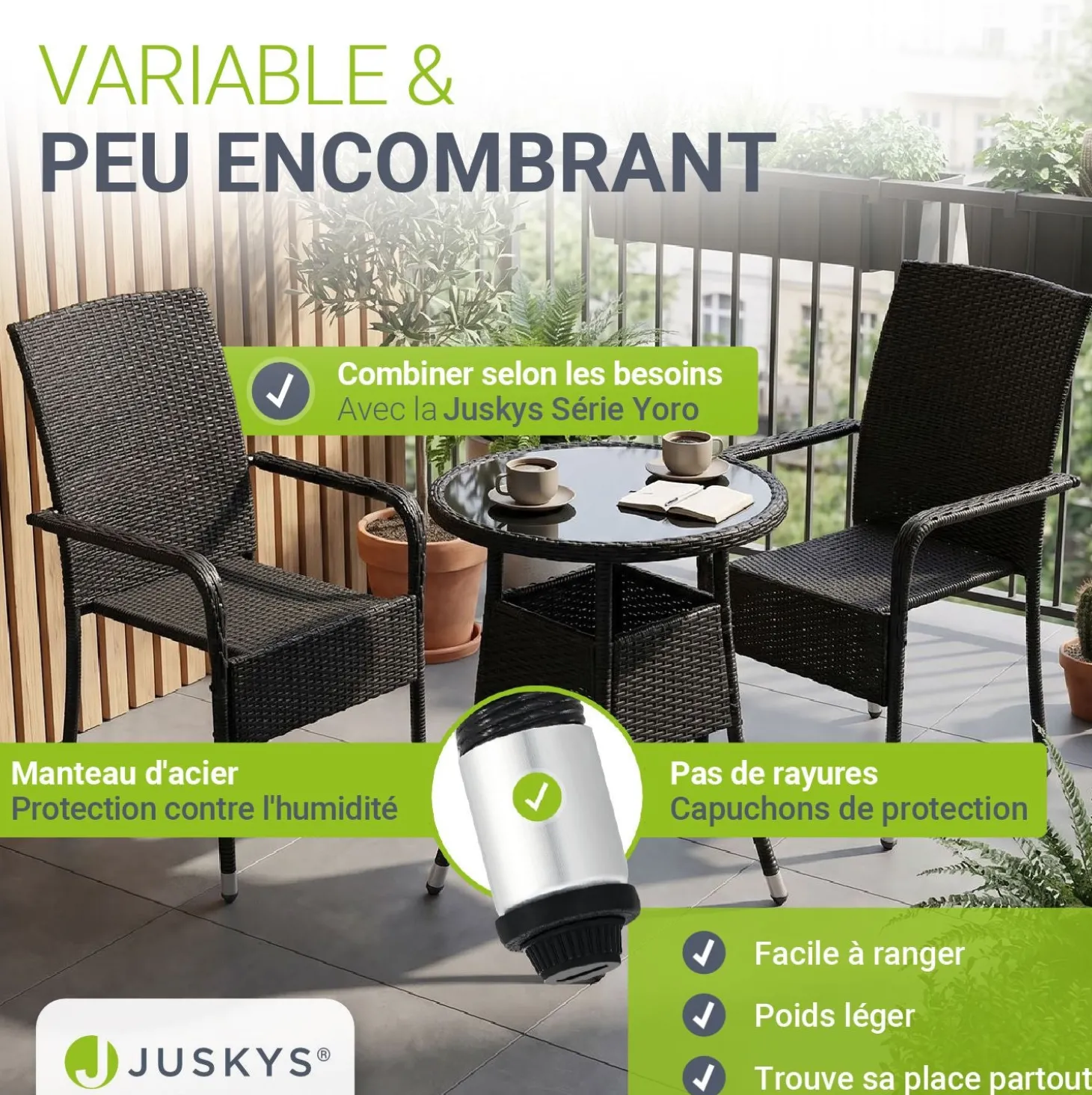 Runder Polyrattan Gartentisch Yoro