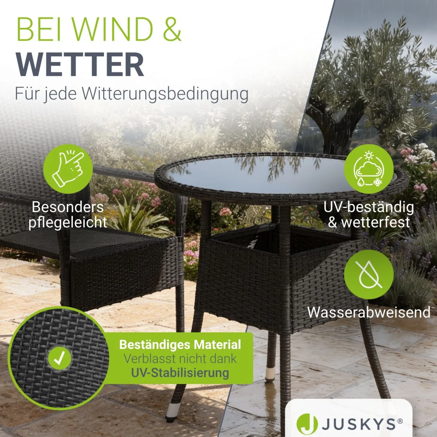 Runder Polyrattan Gartentisch Yoro