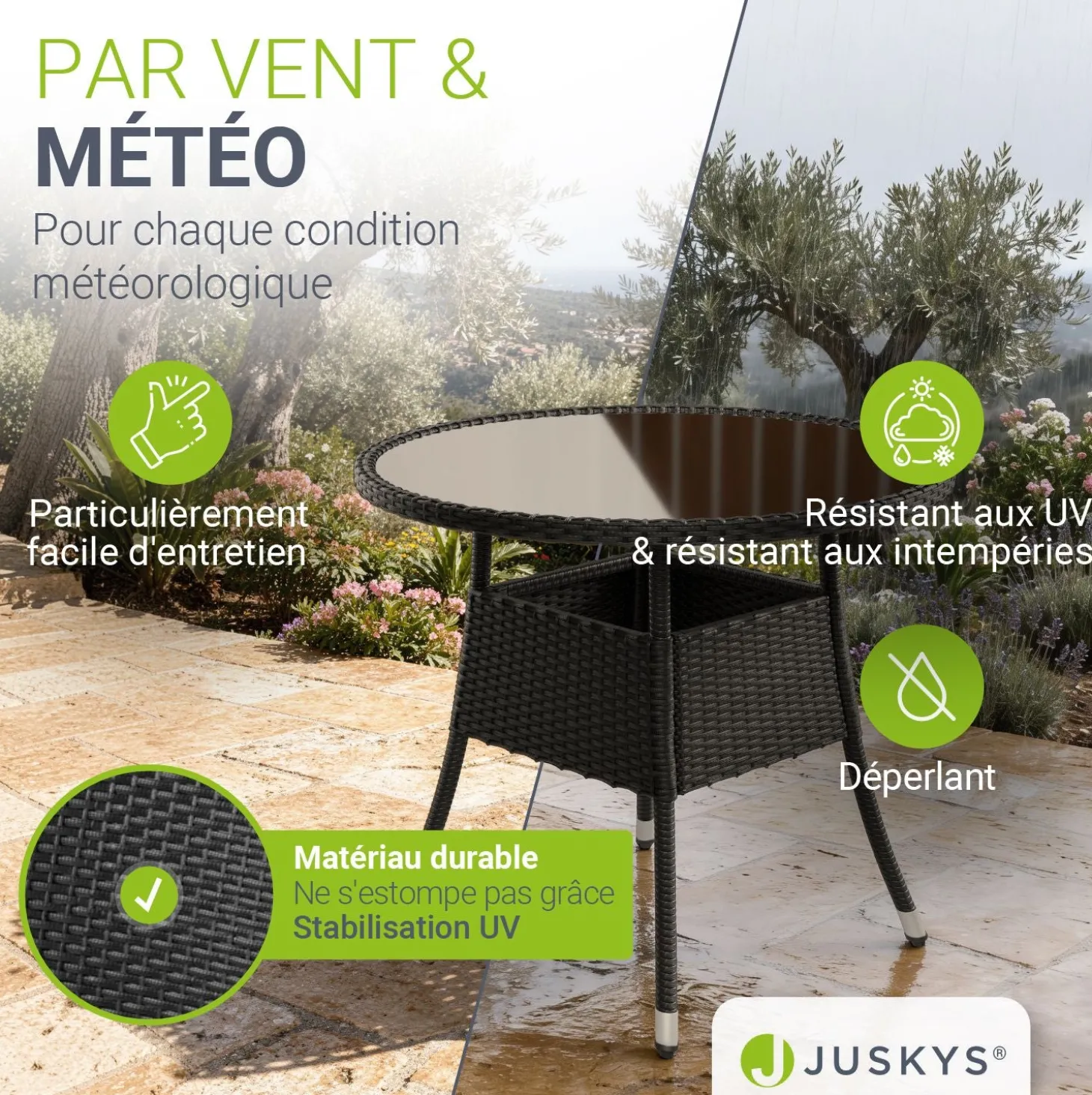 Runder Polyrattan Gartentisch Yoro