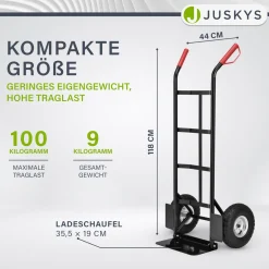 Sackkarre Basic in schwarz mit roten Griffen klappbar