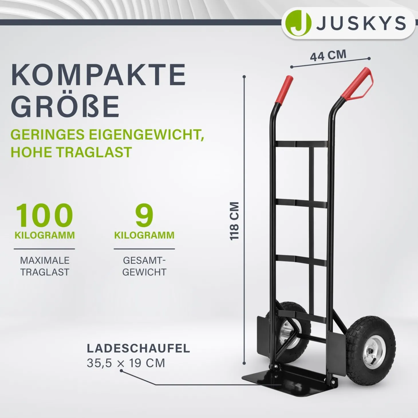 Sackkarre Basic in schwarz mit roten Griffen klappbar