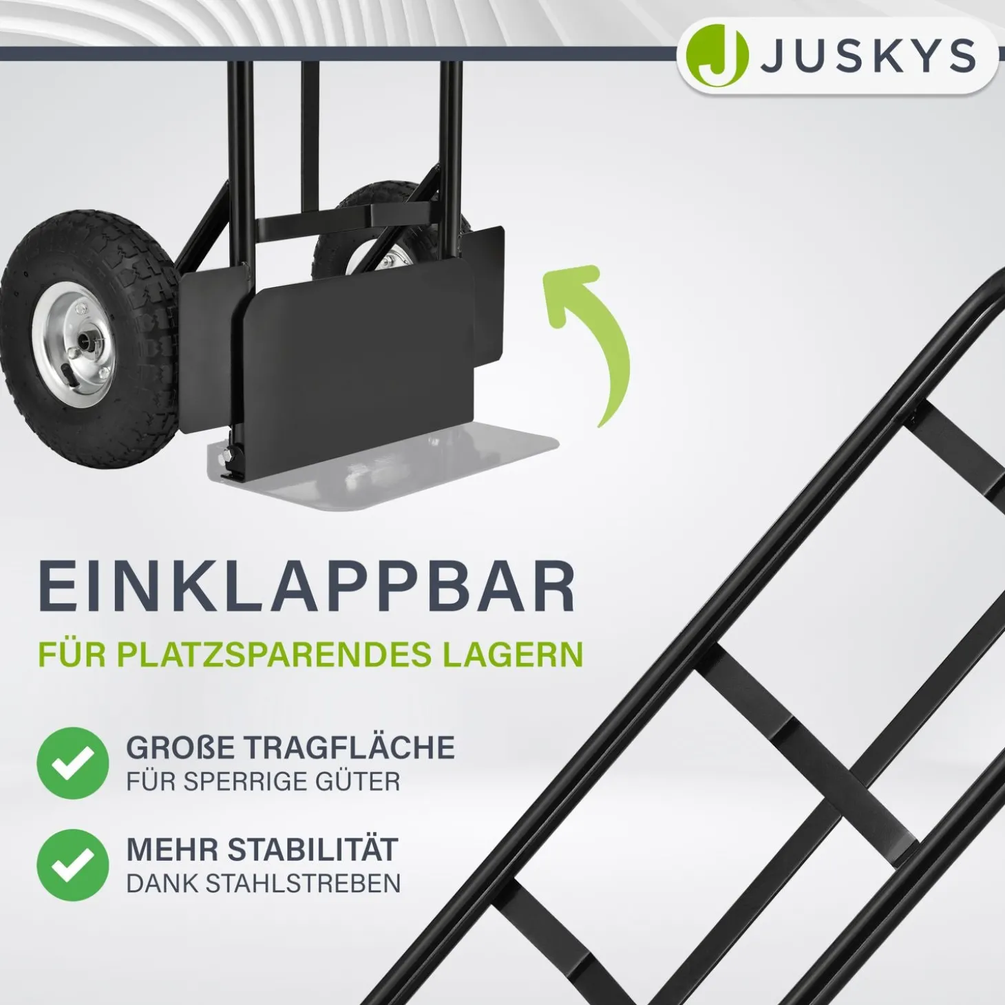 Sackkarre Basic in schwarz mit roten Griffen klappbar