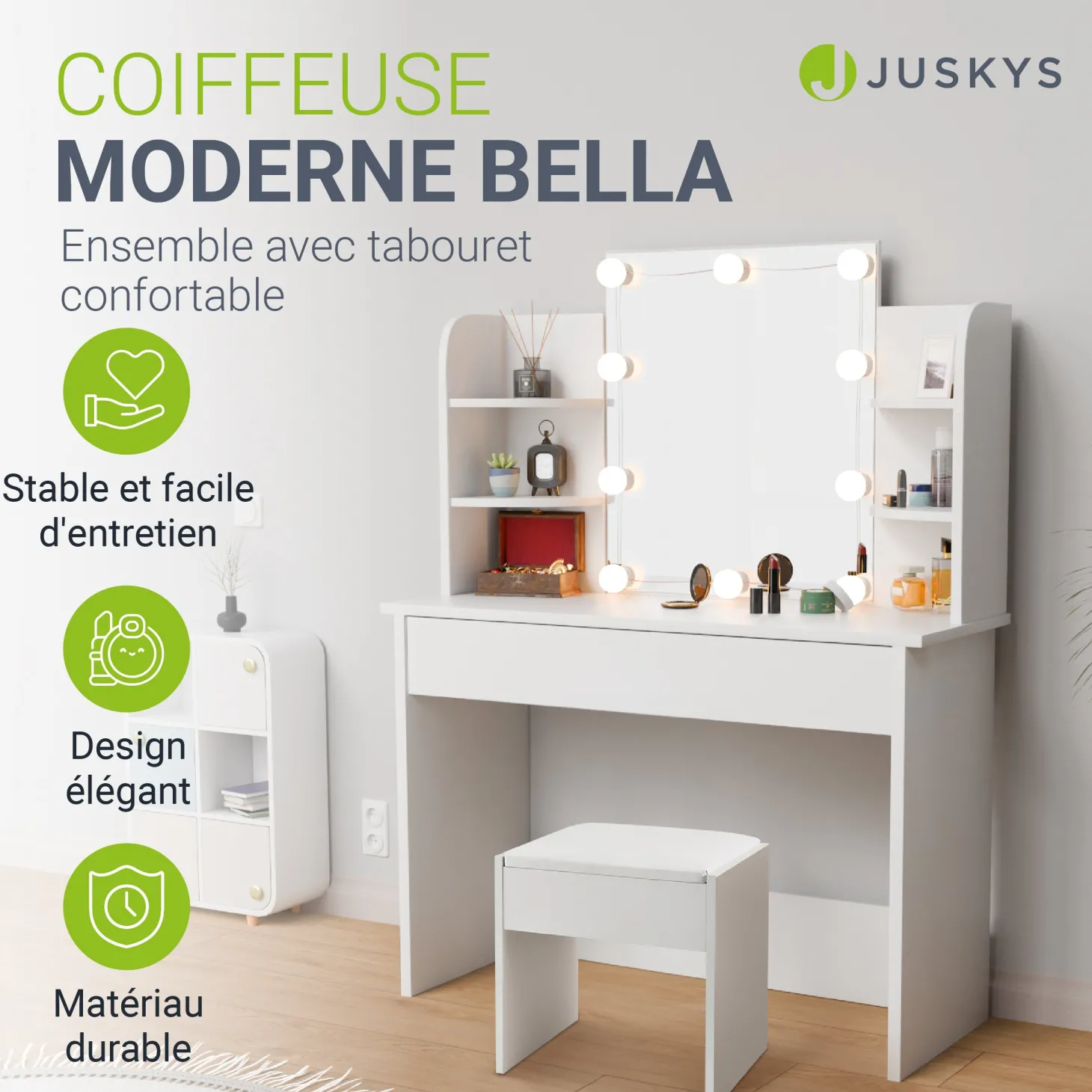 Schminktisch Bella mit Hocker Melly
