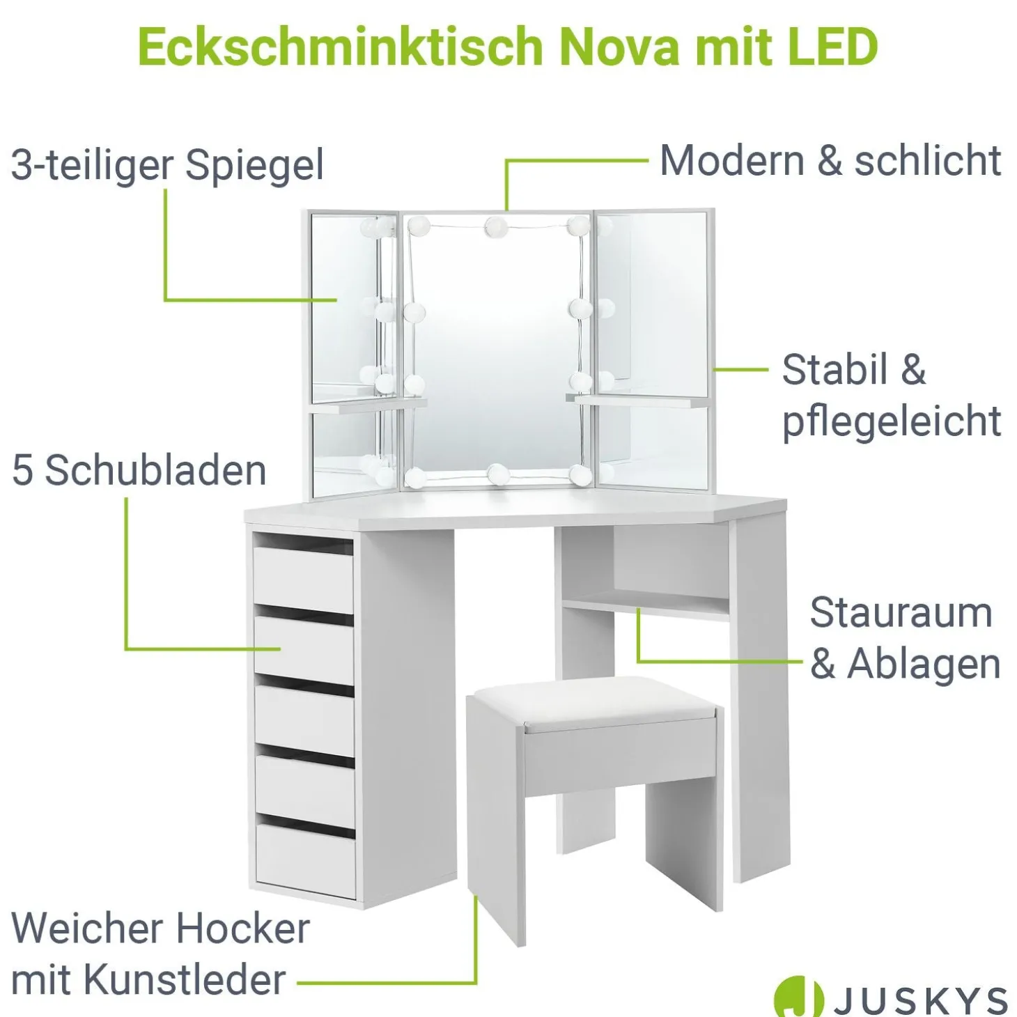 Schminktisch Nova mit Hocker Melly