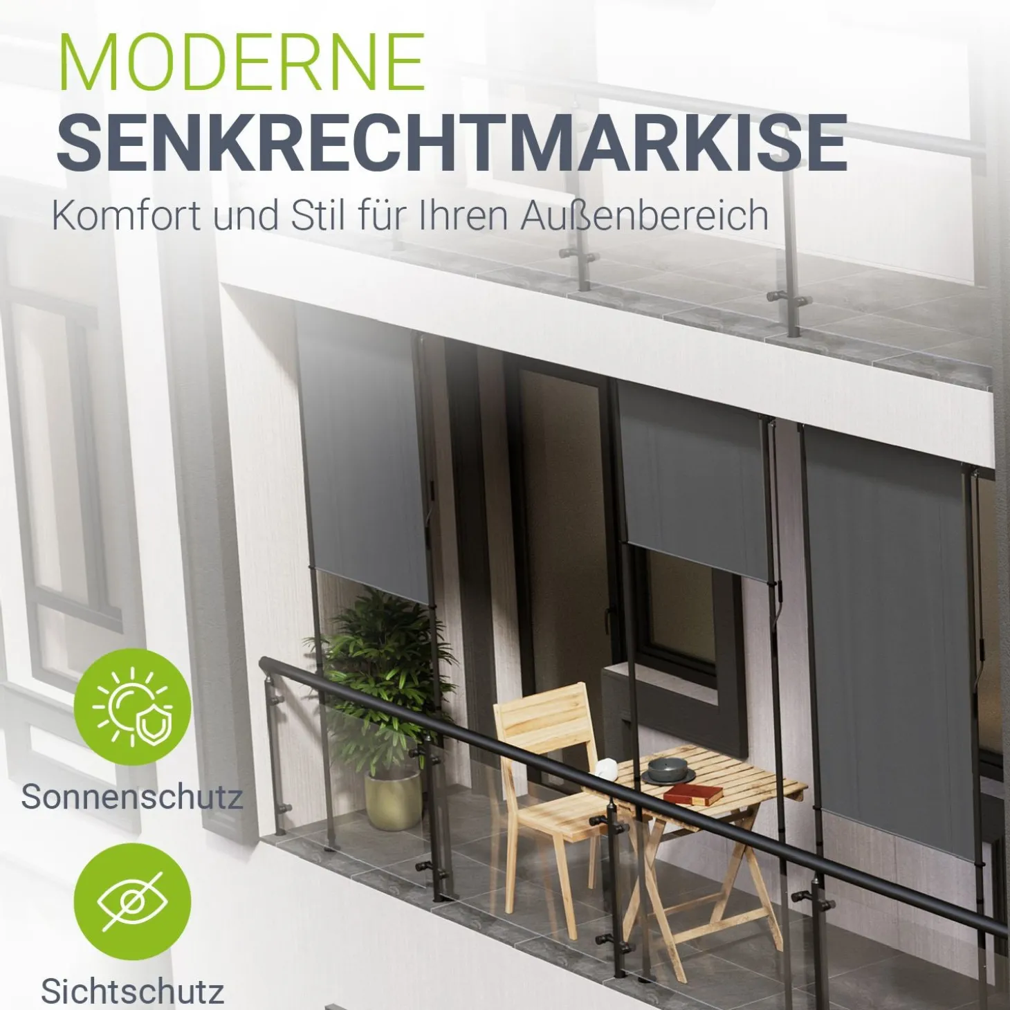 Senkrechtmarkise Barbados 100 x 310 cm - grau
