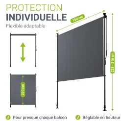 Senkrechtmarkise Barbados 100 x 310 cm - grau