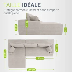 Sofa Coredo mit Cord Bezug & Dekokissen