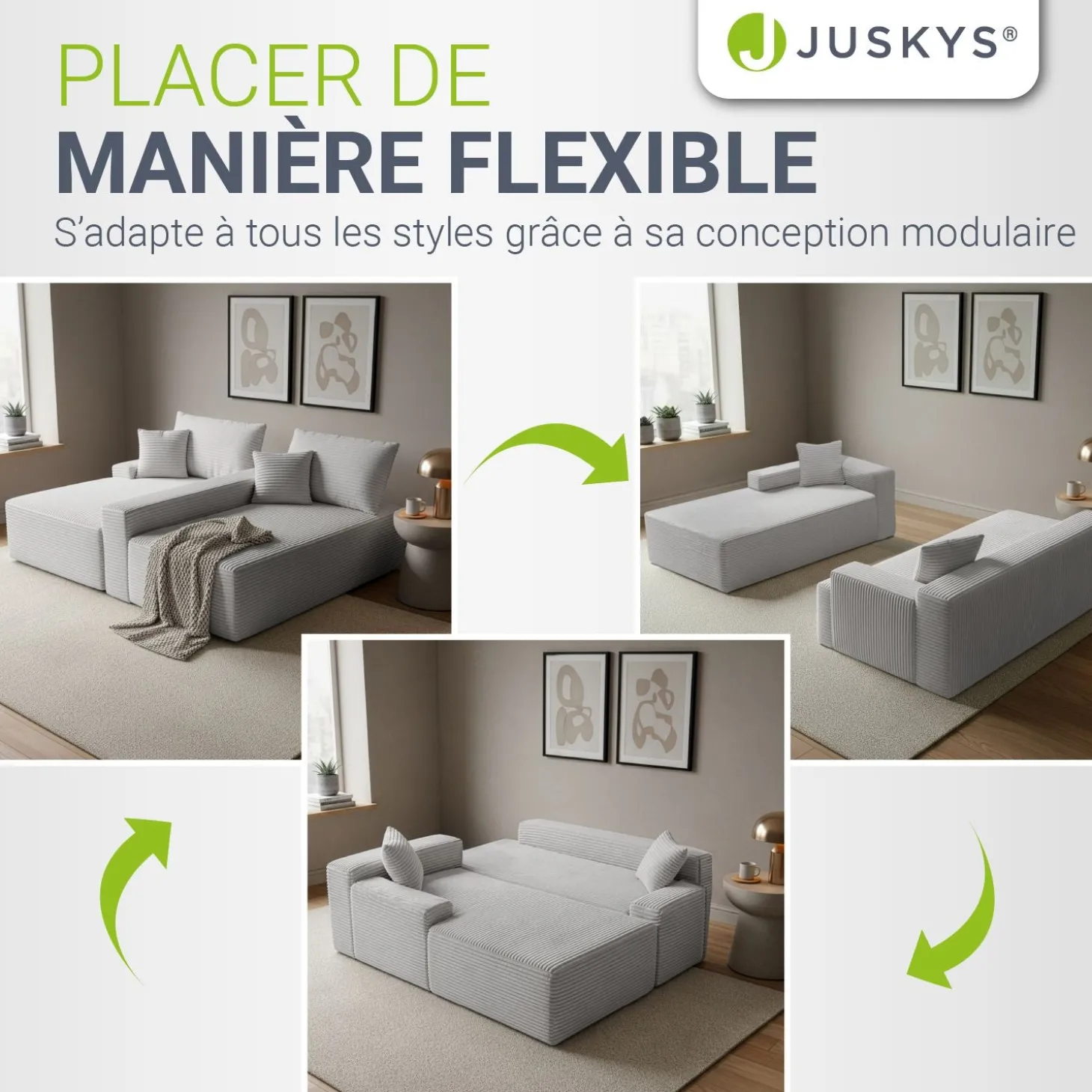 Sofa Coredo mit Cord Bezug & Dekokissen