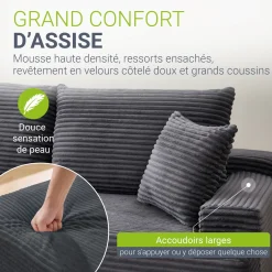 Sofa Coredo mit Cord Bezug & Dekokissen