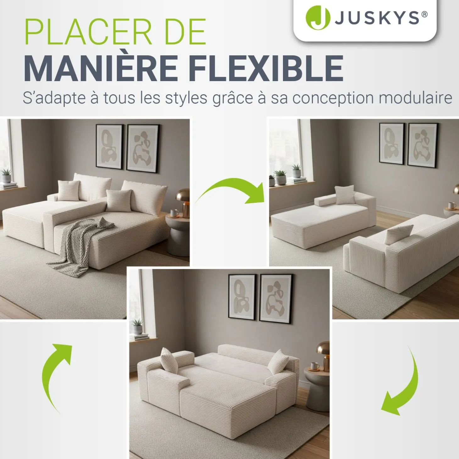 Sofa Coredo mit Cord Bezug & Dekokissen