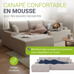 Sofa Coredo mit Cord Bezug & Dekokissen