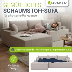 Sofa Coredo mit Cord Bezug & Dekokissen