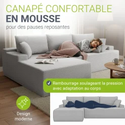 Sofa Coredo mit Cord Bezug & Dekokissen