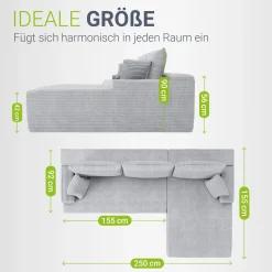 Sofa Coredo mit Cord Bezug & Dekokissen