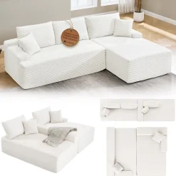 Sofa Coredo mit Cord Bezug & Dekokissen