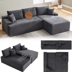 Sofa Coredo mit Cord Bezug & Dekokissen