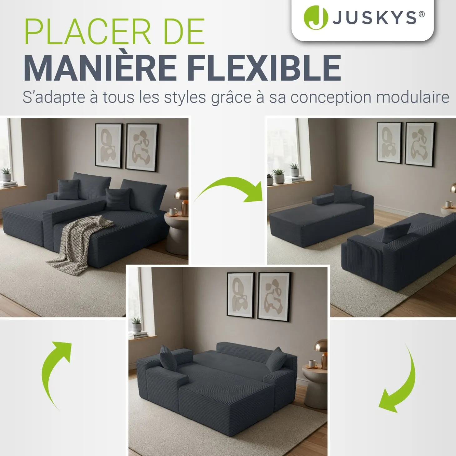 Sofa Coredo mit Cord Bezug & Dekokissen
