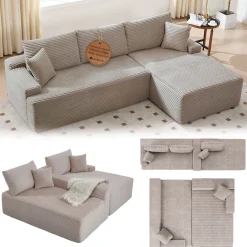 Sofa Coredo mit Cord Bezug & Dekokissen