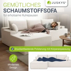 Sofa Coredo mit Cord Bezug & Dekokissen
