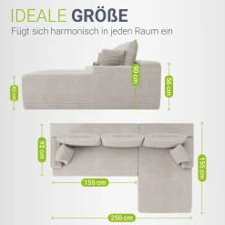 Sofa Coredo mit Cord Bezug & Dekokissen