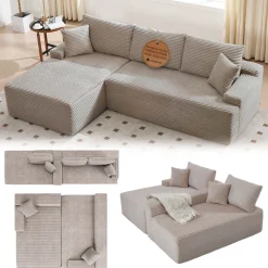Sofa Coredo mit Cord Bezug & Dekokissen