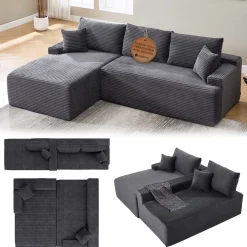 Sofa Coredo mit Cord Bezug & Dekokissen