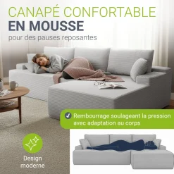 Sofa Coredo mit Cord Bezug & Dekokissen