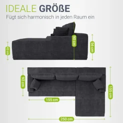 Sofa Coredo mit Cord Bezug & Dekokissen