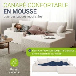 Sofa Coredo mit Cord Bezug & Dekokissen