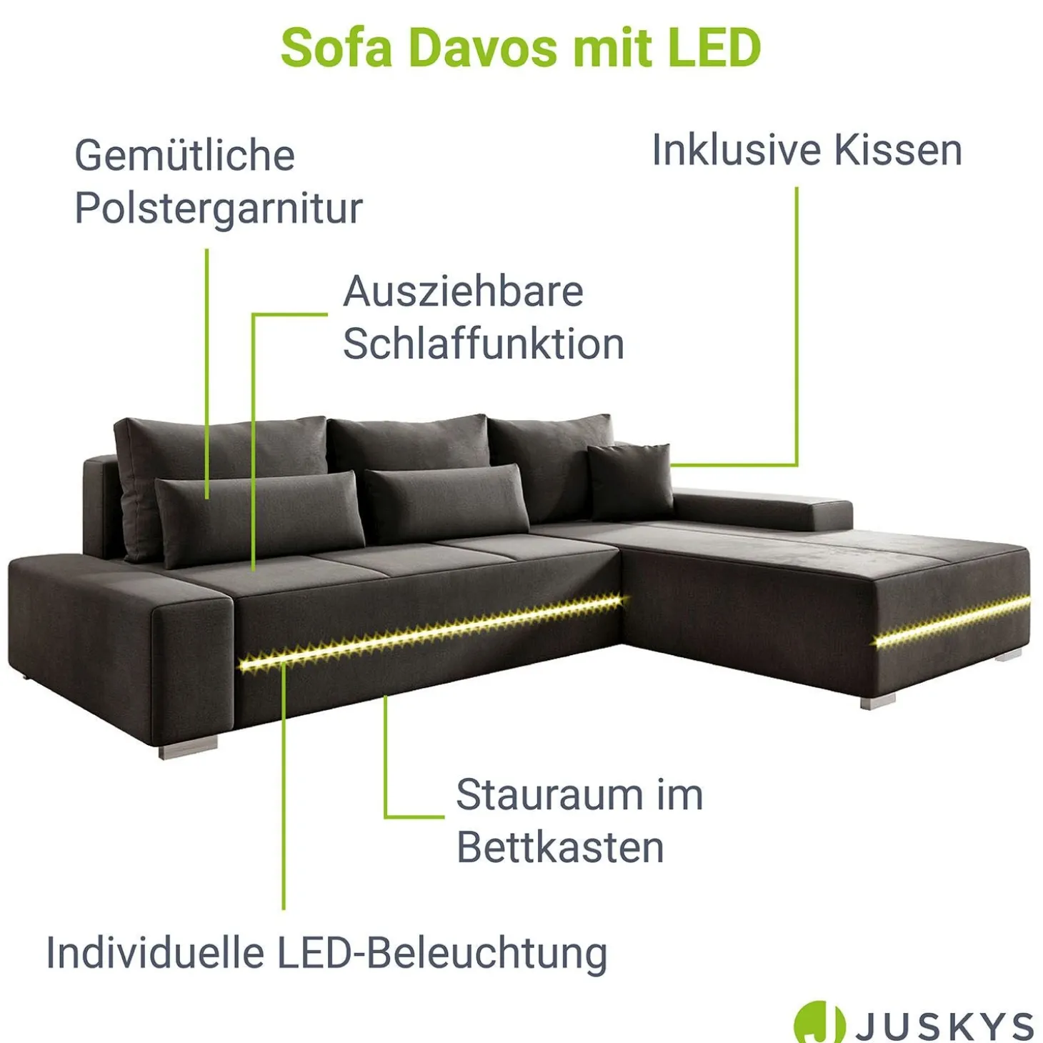 Sofa Davos mit LED