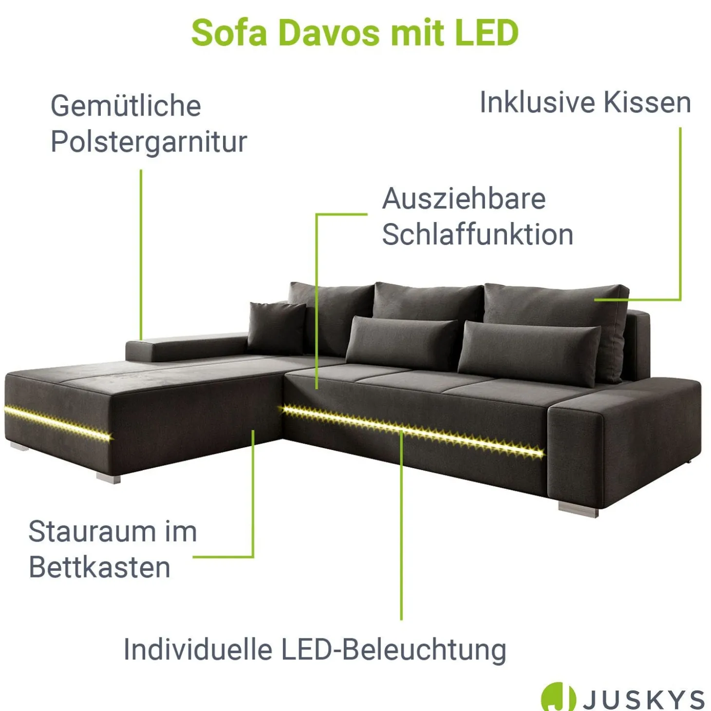 Sofa Davos mit LED
