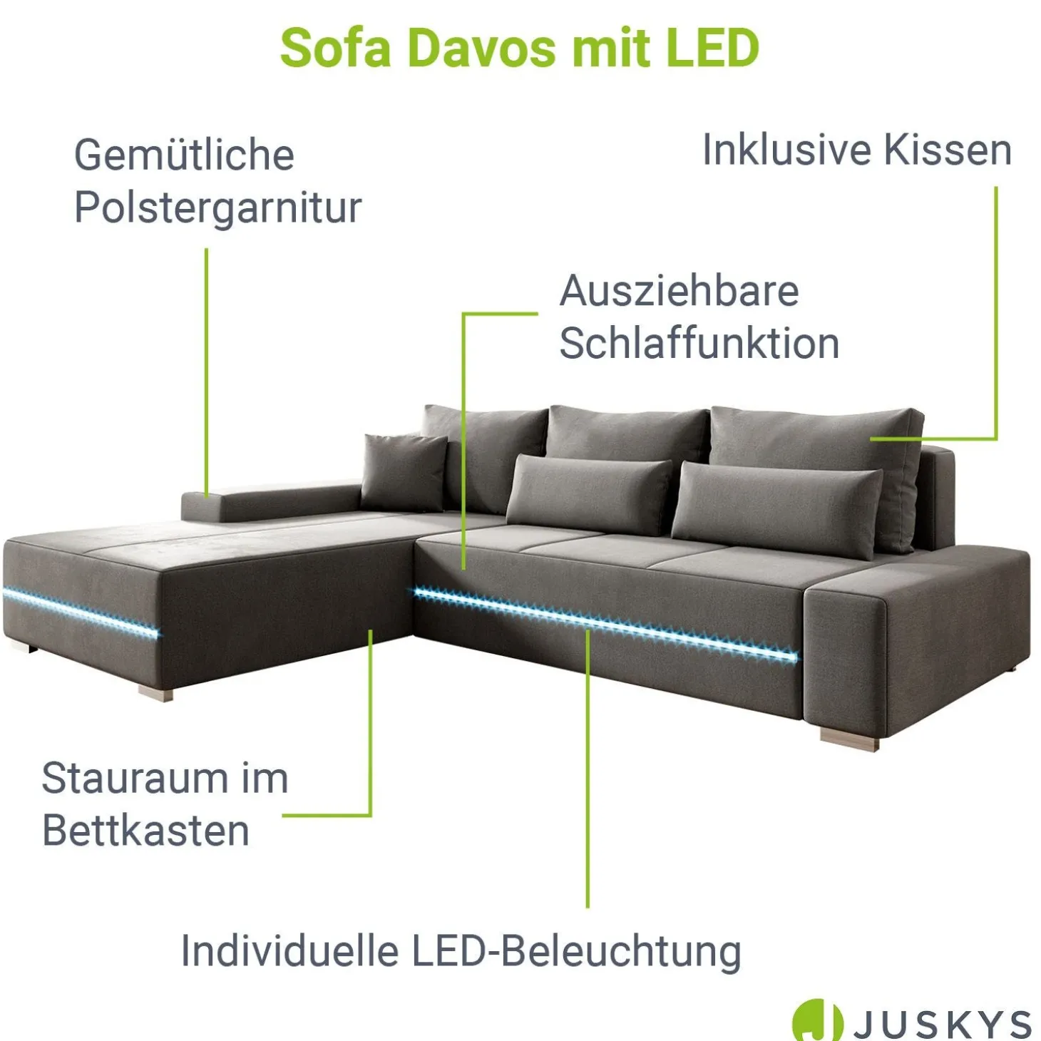 Sofa Davos mit LED