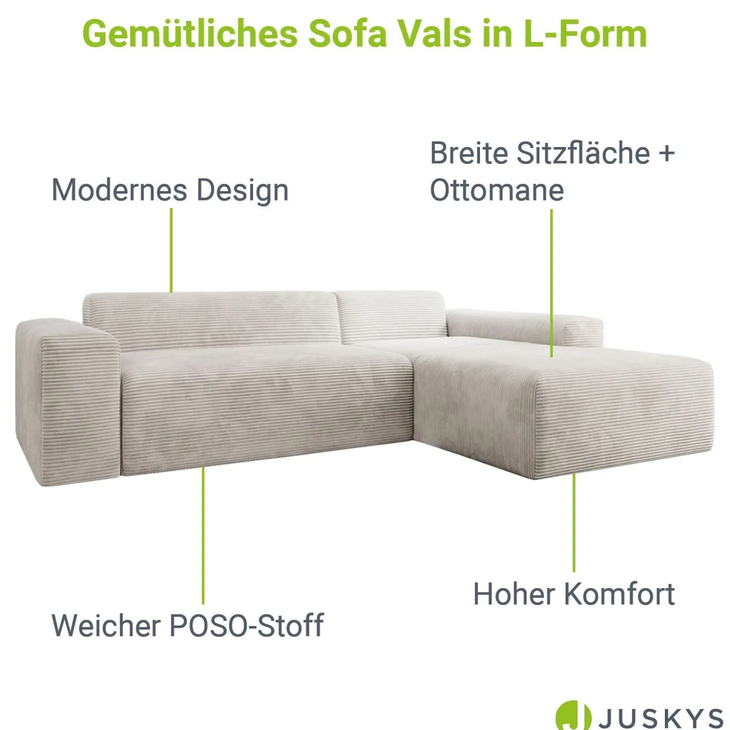 Sofa in L-Form Vals
