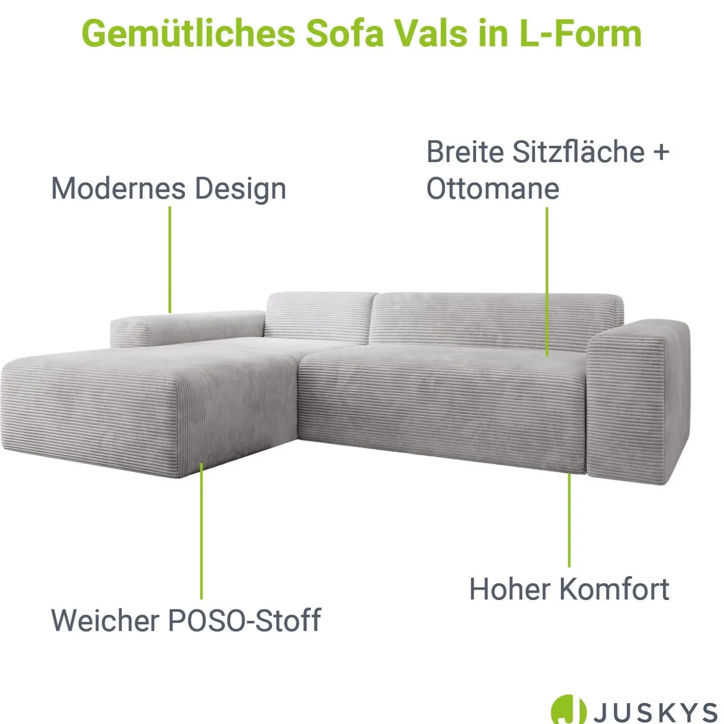 Sofa in L-Form Vals