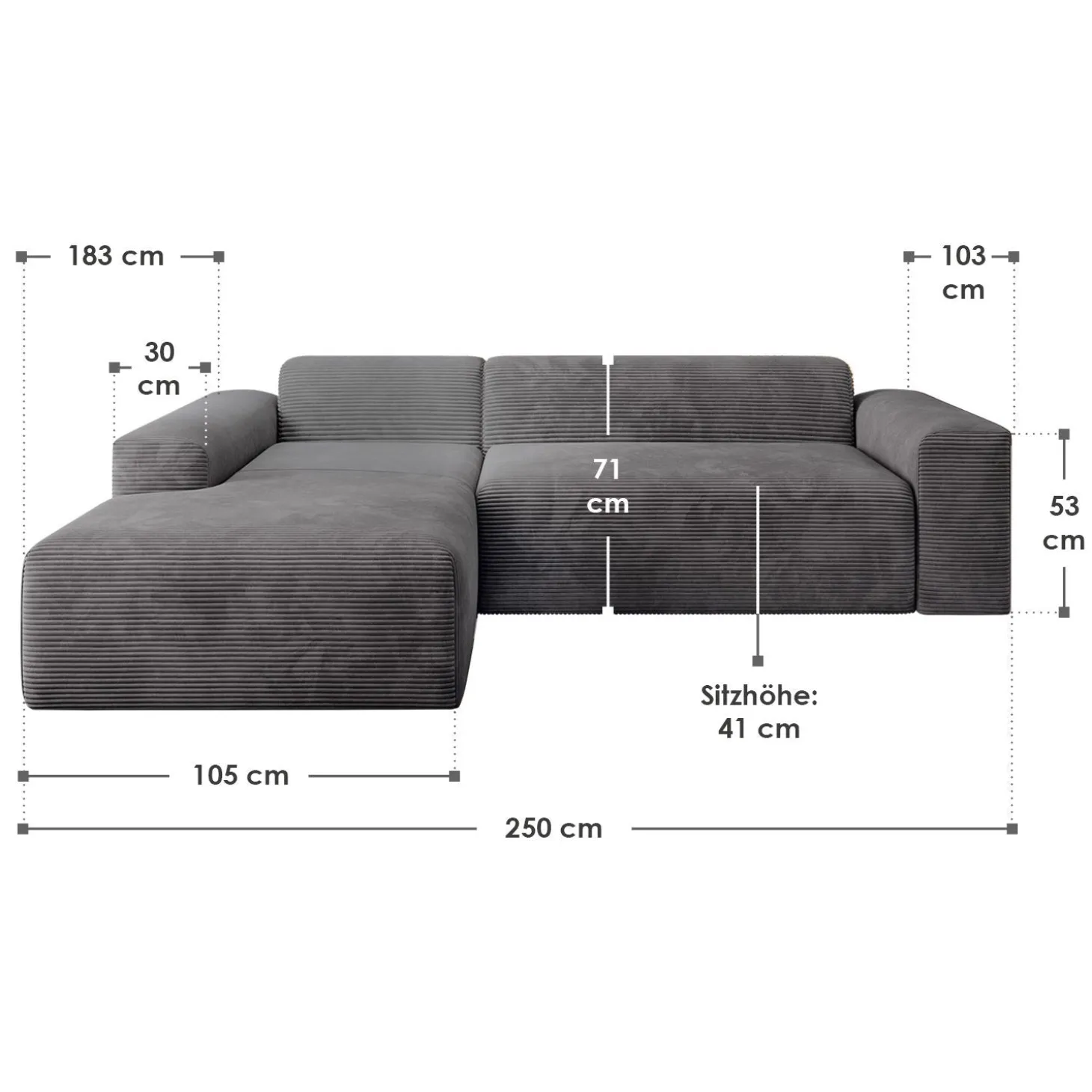 Sofa in L-Form Vals