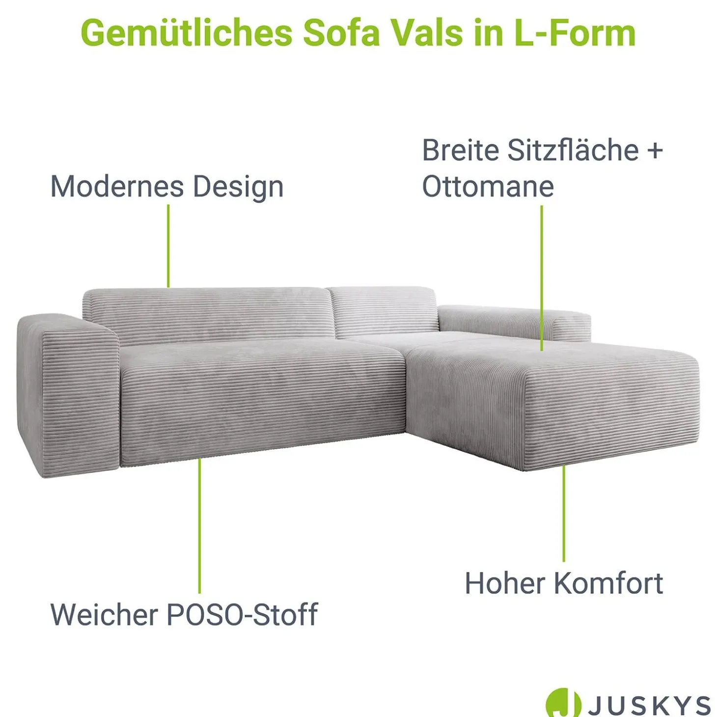 Sofa in L-Form Vals