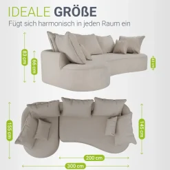 Sofa Tirano mit Ottomane & Dekokissen