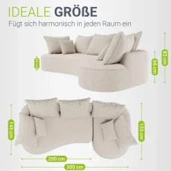 Sofa Tirano mit Ottomane & Dekokissen