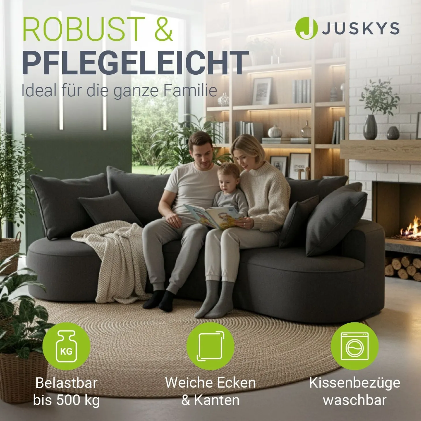 Sofa Tirano mit Ottomane & Dekokissen