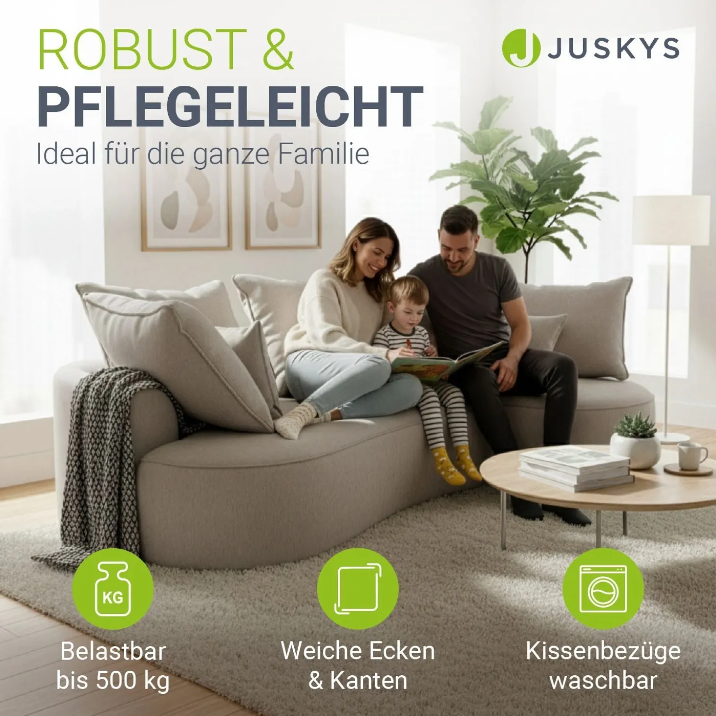 Sofa Tirano mit Ottomane & Dekokissen